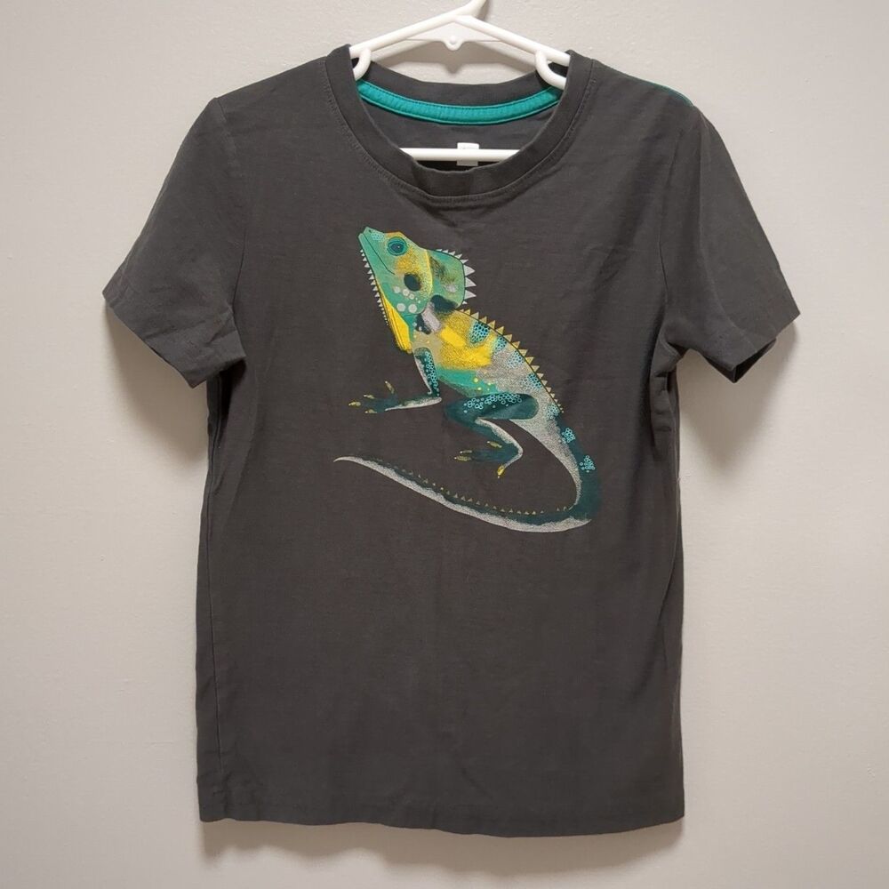 Tea Collection Gray Lizard  100% Cotton Short Sleeve Tee Tshirt - Boys Size 7